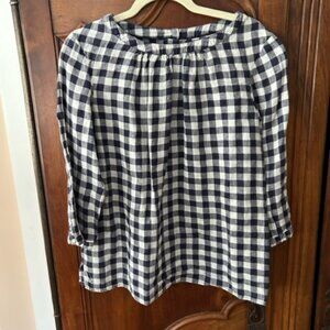Gingham linen top, size M